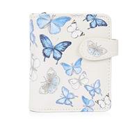 Shag Wear Damen Geldbeutel Mädchen Geldbörse Klein Kurzformat Teenager Portemonnaie PU Leder - 7 Kartenfächer mit Münzfach und RFID-Schutz mit stilvollen Fantasie Designs - Schmetterling