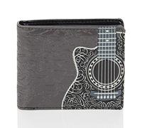 Shag Wear Geldbörse Herren Portemonnaie Groß mit Riessverschluss Münzfach 9 Fächer PU Leder Geldbeutel für Männer Brieftasche Wallet Portmonee - Gitarre