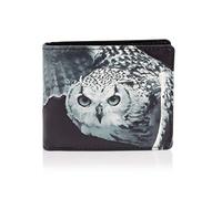 Shag Wear Geldbörse Herren Portemonnaie Groß mit Riessverschluss Münzfach 9 Fächer PU Leder Geldbeutel für Männer Brieftasche Wallet Portmonee - Eule