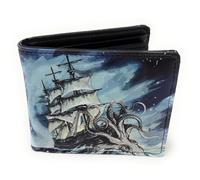 Shag Wear Kraken Attacking Ship Wallet für Männer und Teenager, Jungen, veganes Kunstleder, Geldfalte, 8,9 cm hoch