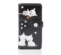 Shag Wear ® Portemonnaie Geldbörse Damen Geldbeutel Mädchen Bifold Mehrfarbig Portmonee Designs: (Verspielte Kätzchen Schwarz/Playful Kittens)