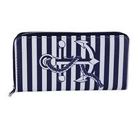 Shaghafi Damen Reißverschluss Geldbörse Portemonnaie Geldbeutel Portmonee Anker Marine