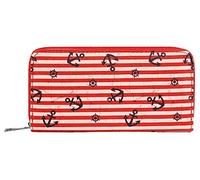 Shaghafi Damen Reißverschluss Geldbörse Portemonnaie Geldbeutel Portmonee Börse Stern Sterne Star (rot weiß gestreift)