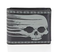 Shagwear Geldbörse Herren Portemonnaie Groß mit Riessverschluss Münzfach 9 Fächer PU Leder Geldbeutel für Männer Brieftasche Wallet Portmonee - Totenkopf