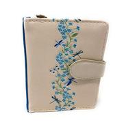 Shagwear Geldbörse mit Blumenmuster und Libellen, klein, für Damen und Teenager, veganes Kunstleder, Beige, 11,4 cm, Beige, Small, Modern