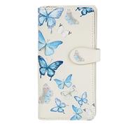 SHAGWEAR ® Portemonnaie Geldbeutel Damen Geldbörse Mädchen | Bifold Mehrfarbig Portmonee Designs: (Schmetterling Creme/Butterflies Beige)