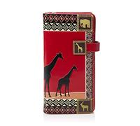SHAGWEAR ® Portemonnaie Geldbörse Damen Geldbeutel Mädchen Bifold Mehrfarbig Portmonee Designs: (Afrikanische Safari Rot/African Safari)