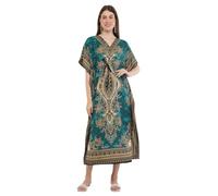 Shah Crafts. Kaftan-Tunika, Kimono, lang, Maxi-Party-Kleid für Loungewear, Urlaub, Nachtwäsche, Strand, Kaftane, freie Größe, himmelblau, L