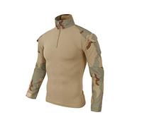 ShallGood Herren-Hemden, Kampf, Militär, Airsoft, BDU, Shirt, Outfit, Camouflage, Uniform, taktisch, schnell trocknend, mit Taschen, Ellbogenschützer, Langarm-Hemd, Multicam, Z1 gelb, M