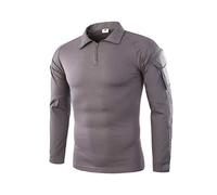 ShallGood Herren-Hemden, Kampf, Militär, Airsoft, BDU, Shirt, Outfit, Camouflage, Uniform, taktisch, schnell trocknend, mit Taschen, Ellbogenschützer, Langarm-Hemd, Multicam, Z3 grau, M