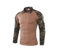 ShallGood Herren-Hemden, Kampf, Militär, Airsoft, BDU, Shirt, Outfit, Camouflage, Uniform, taktisch, schnell trocknend, mit Taschen, Ellbogenschützer, Langarm-Hemd, Multicam, Z2 Braun, M