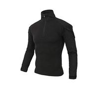 ShallGood Herren-Hemden, Kampf, Militär, Airsoft, BDU, Shirt, Outfit, Camouflage, Uniform, taktisch, schnell trocknend, mit Taschen, Ellbogenschützer, Langarm-Hemd, Multicam, Z3, Schwarz., M