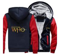 ShaMma Herren Fleece Hoodies für Doctor Who Winterjacken Mäntel mit durchgehendem Reißverschluss Warme Dicke Oberbekleidung Workout Pullover Lässige Oberteile für Männer-D||XL