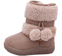 ShangSRS Neu Warme Schneeschuhe Mädchen Kinder Ball Hirschleder Winter Baby Baumwolle Schuhe Boot Stiefel (35 EU, Khaki)