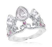 SHANKAM Kronenring strass mädchen,prinzessinring,cartoon kronen ring,kinderring verstellbar(Silber)