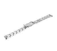 Shanrya Metall-Uhrenarmband, Silberne Schnellverschluss-Faltschließe, Doppelknopf-Edelstahl-Uhrenarmband für Männer und Frauen (16mm)