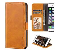 Shantime Elegante Leder Wallet Case Kompatibel mit Doro Aurora A30, Magnetische Flip Hülle mit Kartenfach, Fotofenster und Standfunktion(Hellbraun)