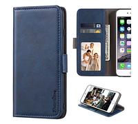 Shantime Elegante Leder Wallet Case Kompatibel mit Doro Leva X10, Magnetische Flip Hülle mit Kartenfach, Fotofenster und Standfunktion(Blau)