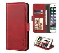 Shantime Elegante Leder Wallet Case Kompatibel mit Moaan inkPalm Mini 5 Pro, Magnetische Flip Hülle mit Kartenfach, Fotofenster und Standfunktion(Rot)