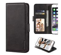 Shantime Elegante Leder Wallet Case Kompatibel mit Moaan inkpalm Mini Plus 2, Magnetische Flip Hülle mit Kartenfach, Fotofenster und Standfunktion(Schwarz)