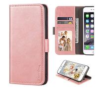 Shantime Elegante Leder Wallet Case Kompatibel mit Oppo Reno 16 Pro 5G China CPH2863 PMK110, Magnetische Flip Hülle mit Kartenfach, Fotofenster und Standfunktion(Rotgold)