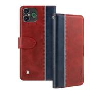 Shantime Leder Flip Hülle Kompatibel mit Doro Aurora A30 Case Mit Kartenhalter RFID-blockierend Magnetischer Ständer Schlanke Passform Geschäftsschutzhülle(Rot)