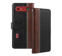 Shantime Leder Flip Hülle Kompatibel mit Doro Leva E10 Case Mit Kartenhalter RFID-blockierend Magnetischer Ständer Schlanke Passform Geschäftsschutzhülle(Schwarz)