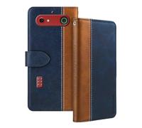 Shantime Leder Flip Hülle Kompatibel mit Doro Leva E10 Case Mit Kartenhalter RFID-blockierend Magnetischer Ständer Schlanke Passform Geschäftsschutzhülle(Blau)