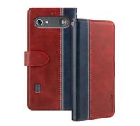 Shantime Leder Flip Hülle Kompatibel mit Doro Leva L10 Case Mit Kartenhalter RFID-blockierend Magnetischer Ständer Schlanke Passform Geschäftsschutzhülle(Rot)