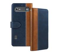 Shantime Leder Flip Hülle Kompatibel mit Doro Leva L11 Case Mit Kartenhalter RFID-blockierend Magnetischer Ständer Schlanke Passform Geschäftsschutzhülle(Blau)