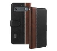 Shantime Leder Flip Hülle Kompatibel mit Doro Leva X10 Case Mit Kartenhalter RFID-blockierend Magnetischer Ständer Schlanke Passform Geschäftsschutzhülle(Schwarz)
