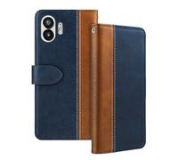 Shantime Leder Flip Hülle Kompatibel mit Nothing Phone 2 Case Mit Kartenhalter RFID-blockierend Magnetischer Ständer Schlanke Passform Geschäftsschutzhülle(Blau)