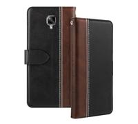 Shantime Leder Flip Hülle Kompatibel mit Oneplus 3 Case Mit Kartenhalter RFID-blockierend Magnetischer Ständer Schlanke Passform Geschäftsschutzhülle(Schwarz)