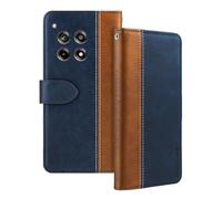 Shantime Leder Flip Hülle Kompatibel mit Oneplus Ace 3 5G Case Mit Kartenhalter RFID-blockierend Magnetischer Ständer Schlanke Passform Geschäftsschutzhülle(Blau)