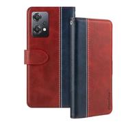 Shantime Leder Flip Hülle Kompatibel mit Oneplus Nord CE 2 Lite Case Mit Kartenhalter RFID-blockierend Magnetischer Ständer Schlanke Passform Geschäftsschutzhülle(Rot)