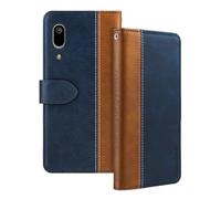 Shantime Leder Flip Hülle Kompatibel mit Sharp Aquos Sense 3 Basic Case Mit Kartenhalter RFID-blockierend Magnetischer Ständer Schlanke Passform Geschäftsschutzhülle(Blau)