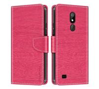 Shantime Leder Wallet Case Kompatibel mit Bea-fon M7 Lite Premium, Farbige Klapphülle mit Kartenhalter, Magnetverschluss Vollschutz Hülle(Rosenrot)
