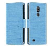 Shantime Leder Wallet Case Kompatibel mit Bea-fon M7 Lite Premium, Farbige Klapphülle mit Kartenhalter, Magnetverschluss Vollschutz Hülle(Himmelblau)