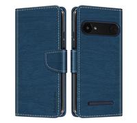 Shantime Leder Wallet Case Kompatibel mit Doro 8035, Farbige Klapphülle mit Kartenhalter, Magnetverschluss Vollschutz Hülle(Blau)