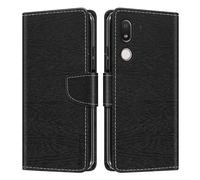Shantime Leder Wallet Case Kompatibel mit Doro 8080, Farbige Klapphülle mit Kartenhalter, Magnetverschluss Vollschutz Hülle(Schwarz)
