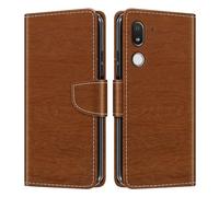 Shantime Leder Wallet Case Kompatibel mit Doro 8080, Farbige Klapphülle mit Kartenhalter, Magnetverschluss Vollschutz Hülle(Braun)
