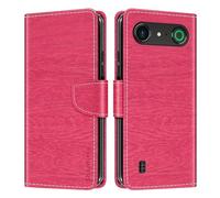 Shantime Leder Wallet Case Kompatibel mit Doro Aurora A10, Farbige Klapphülle mit Kartenhalter, Magnetverschluss Vollschutz Hülle(Rosenrot)