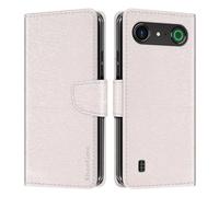 Shantime Leder Wallet Case Kompatibel mit Doro Aurora A10, Farbige Klapphülle mit Kartenhalter, Magnetverschluss Vollschutz Hülle(Weiß)