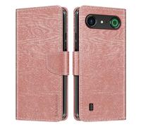 Shantime Leder Wallet Case Kompatibel mit Doro Aurora A10, Farbige Klapphülle mit Kartenhalter, Magnetverschluss Vollschutz Hülle(Roségold)