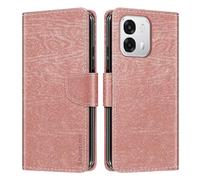Shantime Leder Wallet Case Kompatibel mit Oppo A6S 5G CPH2789, Farbige Klapphülle mit Kartenhalter, Magnetverschluss Vollschutz Hülle(Roségold)