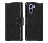Shantime Leder Wallet Case Kompatibel mit Oppo A6t 4G CPH2847, Farbige Klapphülle mit Kartenhalter, Magnetverschluss Vollschutz Hülle(Schwarz)