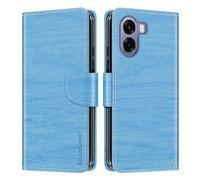 Shantime Leder Wallet Case Kompatibel mit Oppo A6t 5G CPH2853, Farbige Klapphülle mit Kartenhalter, Magnetverschluss Vollschutz Hülle(Himmelblau)