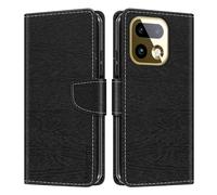 Shantime Leder Wallet Case Kompatibel mit Oppo Realme 16 Pro Plus 5G RMX5120, Farbige Klapphülle mit Kartenhalter, Magnetverschluss Vollschutz Hülle(Schwarz)