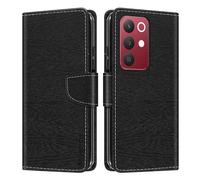 Shantime Leder Wallet Case Kompatibel mit Oppo Realme Narzo 90X 5G, Farbige Klapphülle mit Kartenhalter, Magnetverschluss Vollschutz Hülle(Schwarz)