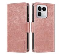Shantime Leder Wallet Case Kompatibel mit Oppo Realme Neo 8 5G RMX8899, Farbige Klapphülle mit Kartenhalter, Magnetverschluss Vollschutz Hülle(Roségold)
